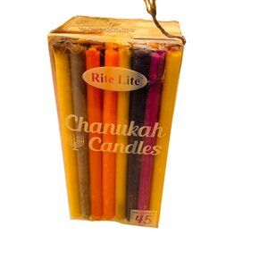 Rite Lite Chanukah Candles 45 Pack Multi-Color Unscented Long-Lasting Burn Clean